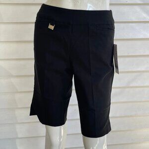 Lulu-B Ladies Black Bangladine 10" Inseam Bermuda Shorts with Side Slit